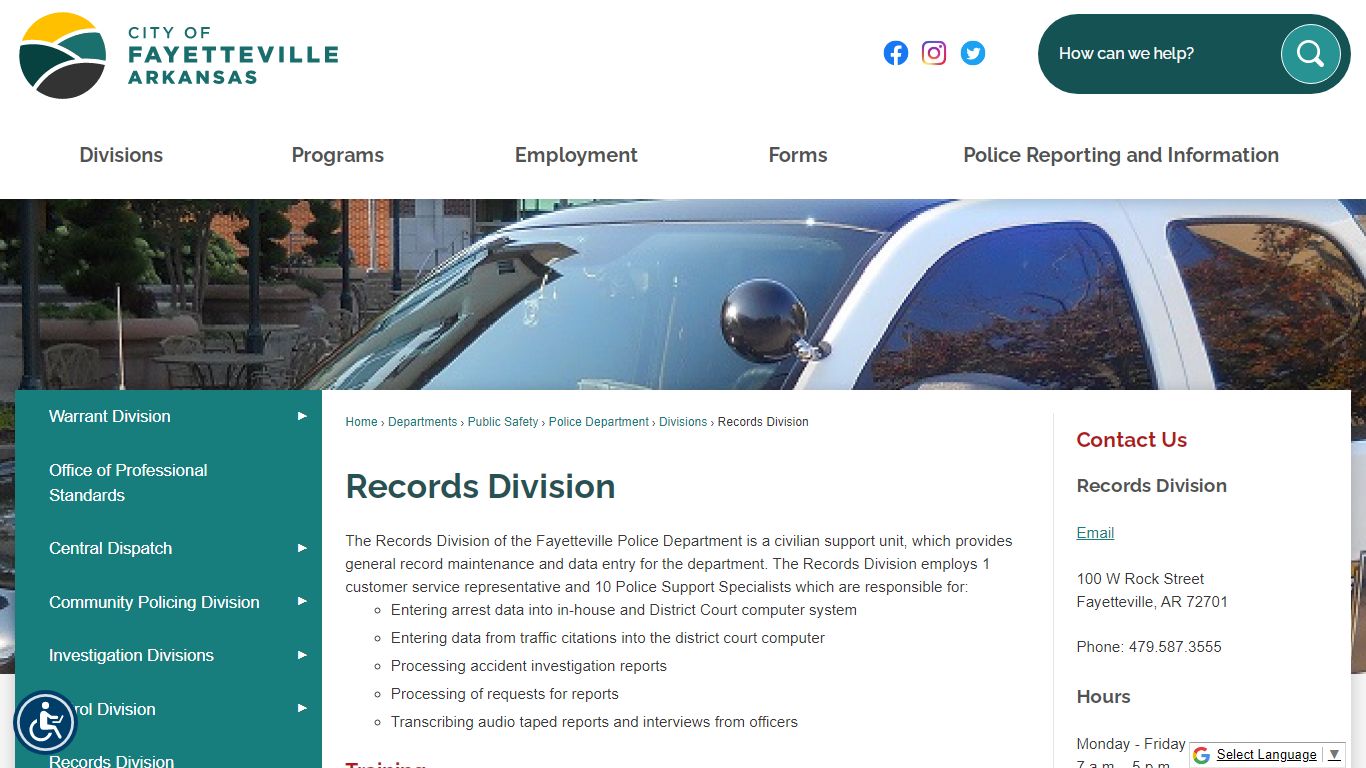 Records Division | Fayetteville, AR - Official Website