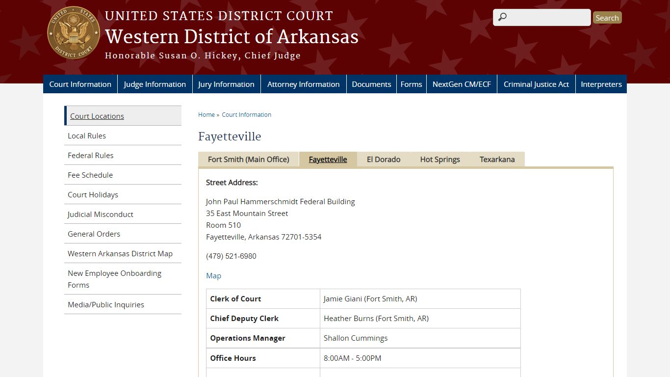 Fayetteville | Western District of Arkansas | United States District Court